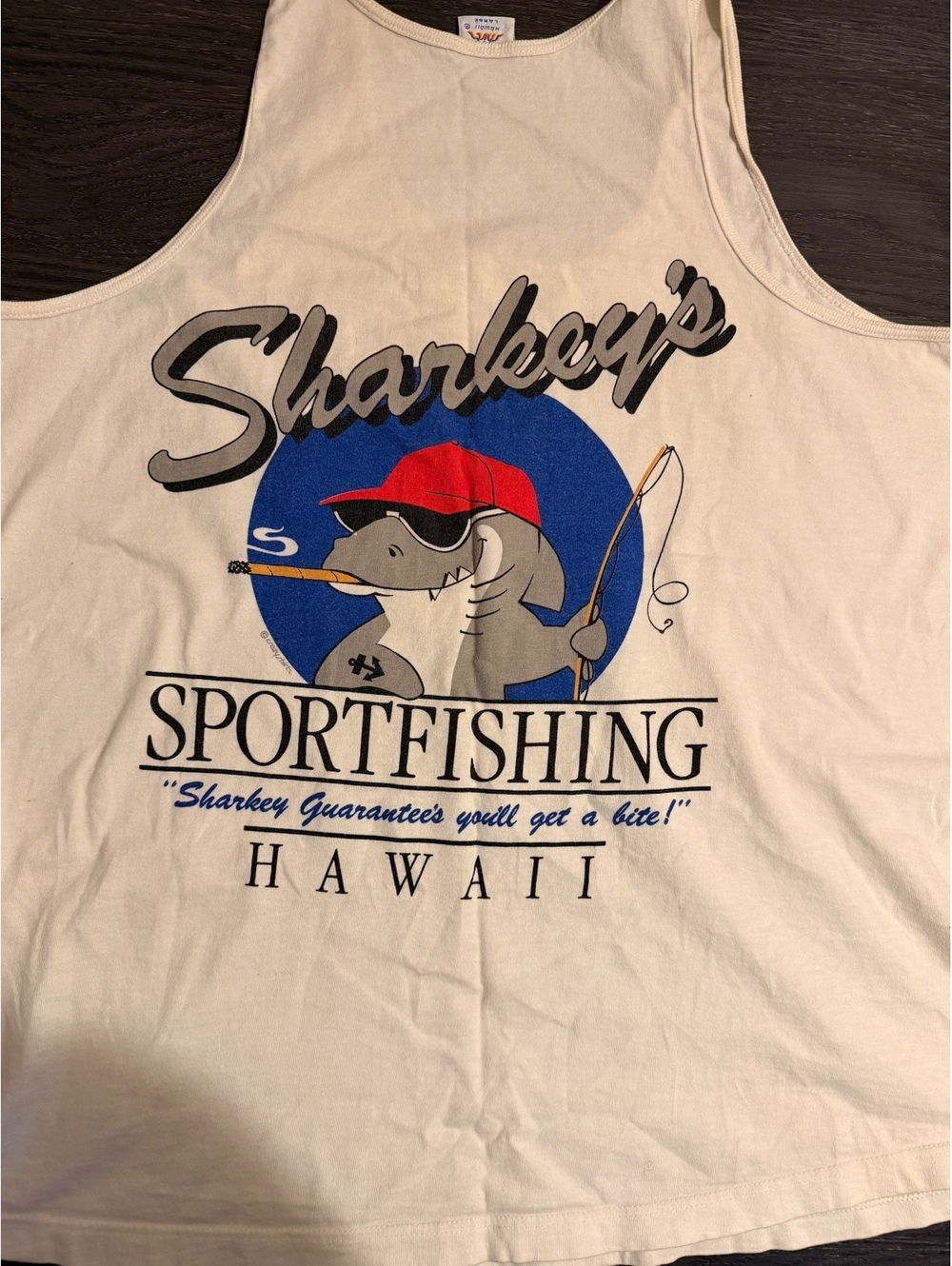 Vintage 90s Crazy Shirts Sharkey's Sportfishing Tank L